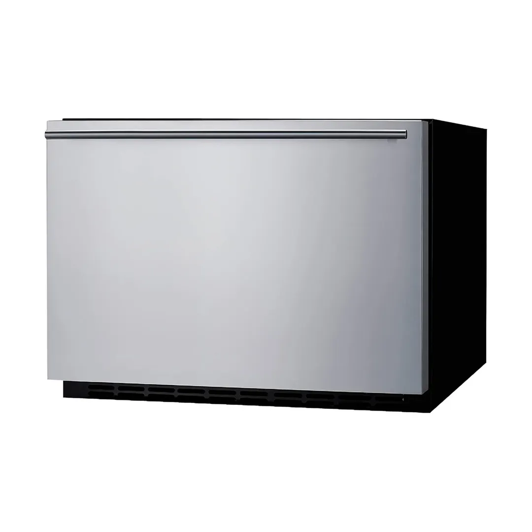 Summit SDR24 24" Built-in Stainless Steel 1-Drawer Undercounter Refrigerator in Black, 2 cu. ft.