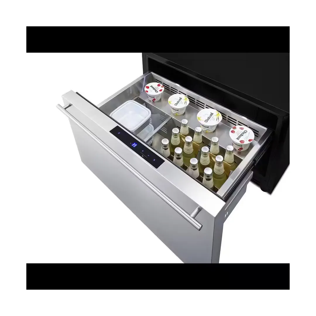 Summit SDR30 29" Built-in Stainless Steel 1-Drawer Undercounter Refrigerator in Black, 2.5 cu. ft.