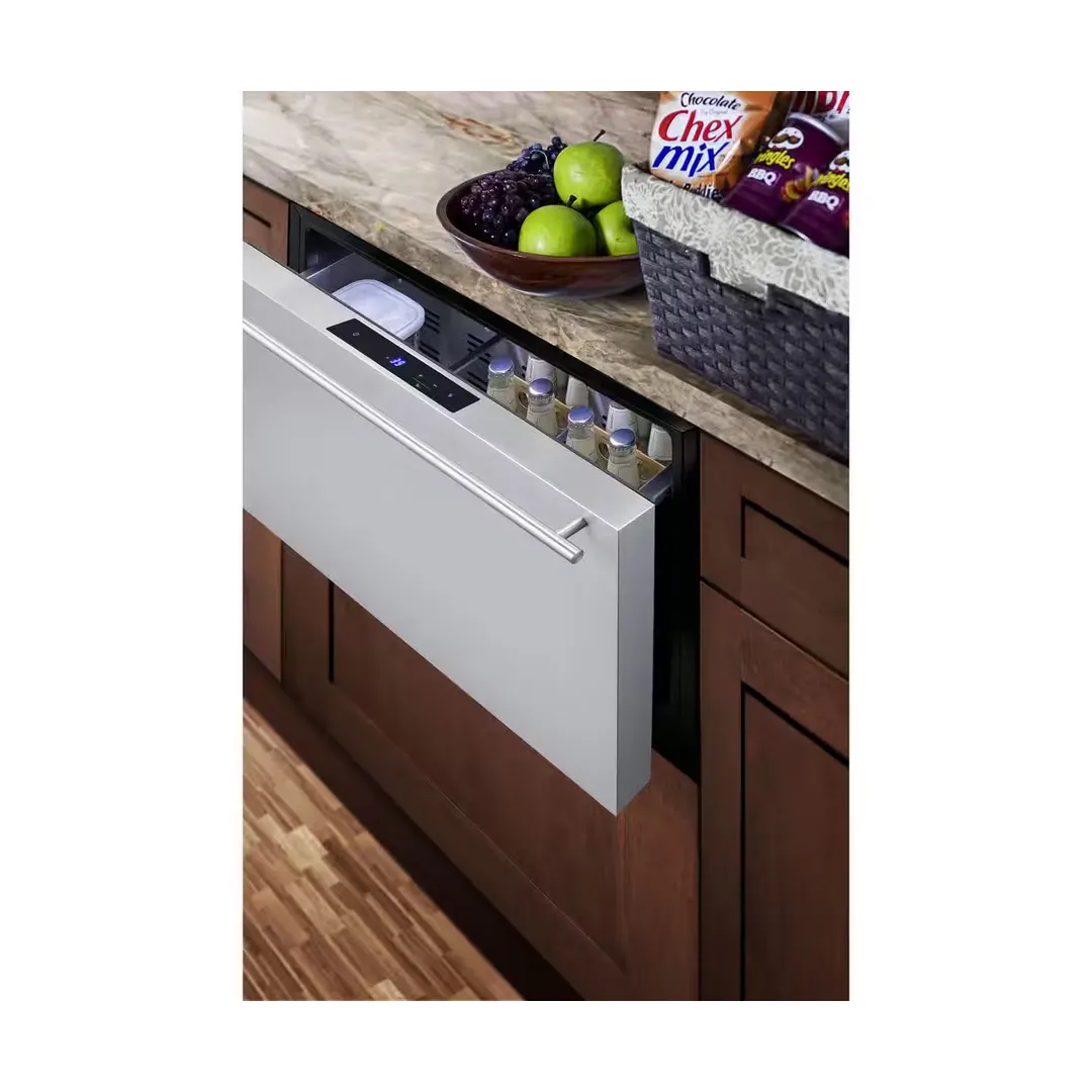 Summit SDR30 29" Built-in Stainless Steel 1-Drawer Undercounter Refrigerator in Black, 2.5 cu. ft.