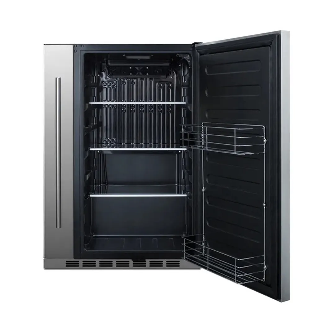 Summit SPR196OS24 24" Built-in Outdoor Refrigerator in Stainless Steel, w/ Side Storage, 3.13 cu. ft.