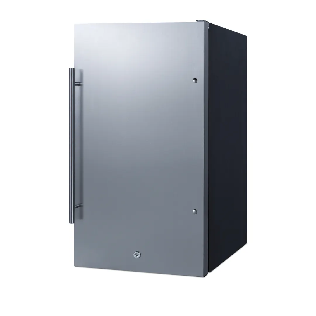 Summit SPR196OSADA 19" Built-in Outdoor Stainless Steel Door Refrigerator in Black, ADA Compliant, 3.13 cu. ft.