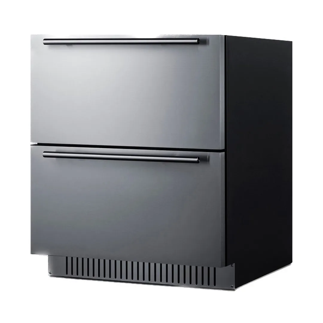Summit SPR275OS2DADA 27" Built-in Outdoor Stainless Steel 2-Drawers Refrigerator in Black, ADA Compliant, 4.8 cu ft.