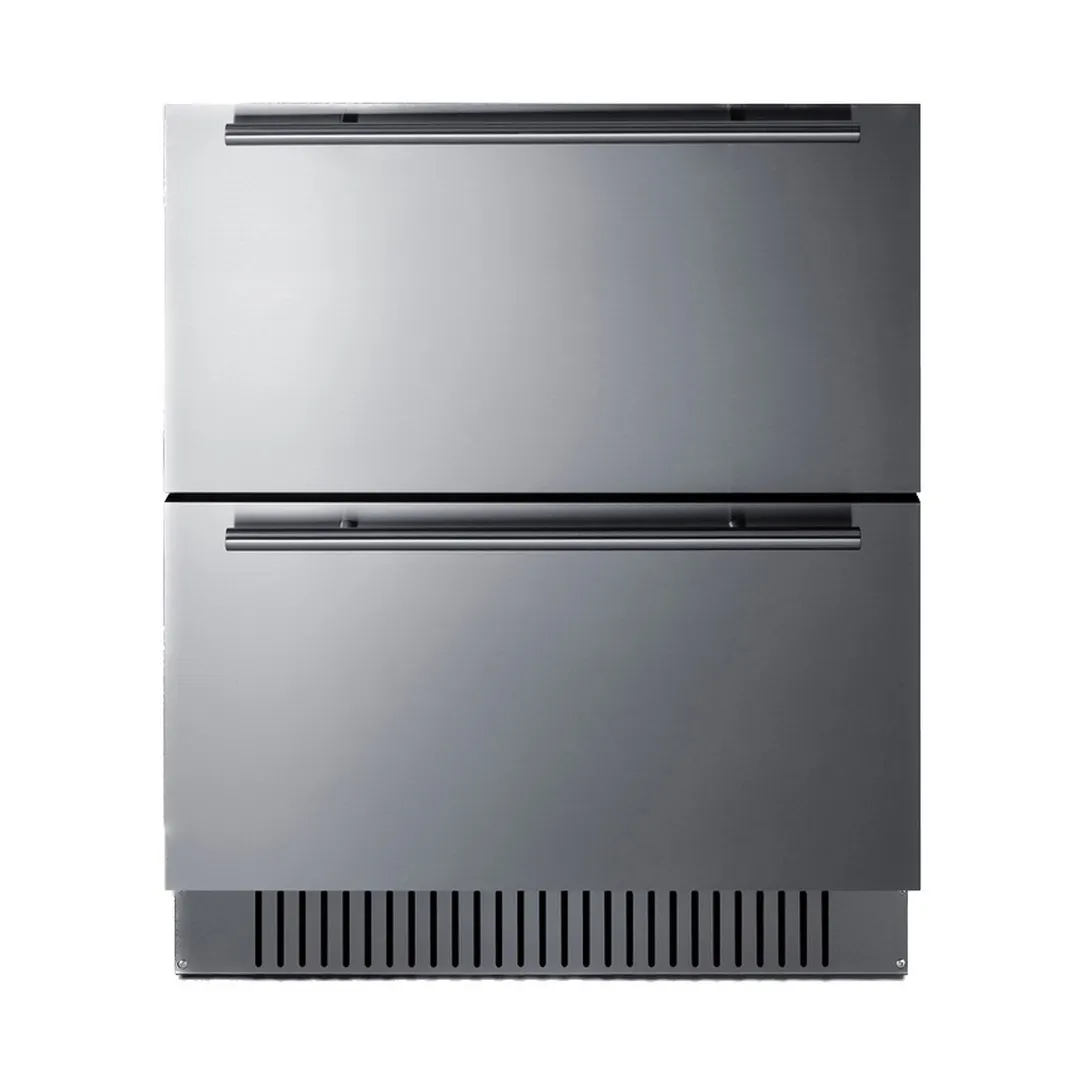Summit SPR275OS2DADA 27" Built-in Outdoor Stainless Steel 2-Drawers Refrigerator in Black, ADA Compliant, 4.8 cu ft.