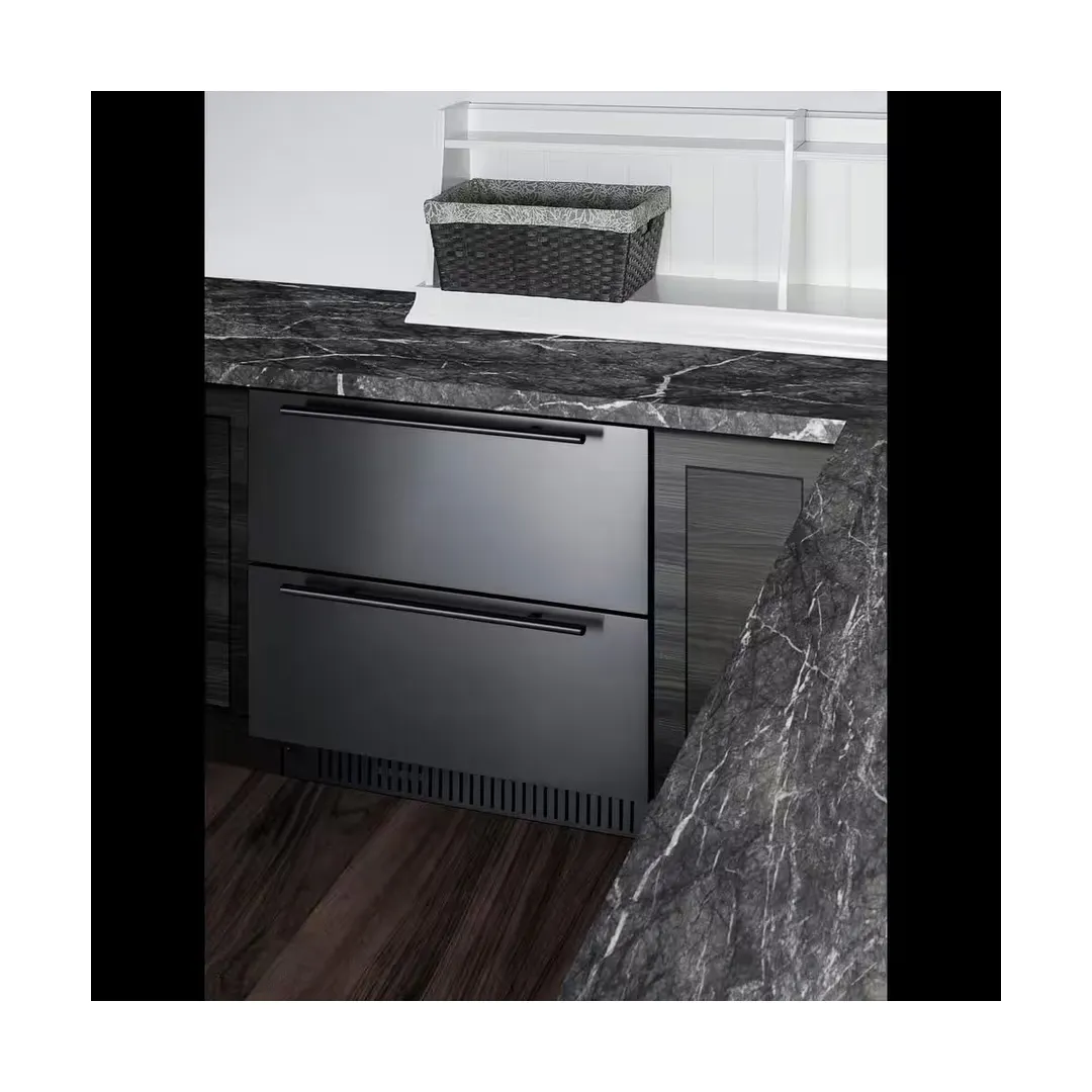 Summit SPR3032D 30" Built-in Outdoor Stainless Steel 2-Drawers Refrigerator in Black, 5.4 cu ft.