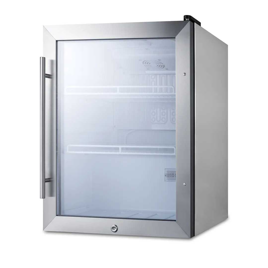 Summit SPR314LOSCSS 19" Countertop Refrigerator, 2.1 cu.ft, Stainless, Glass Door Lock, R600a, 115V