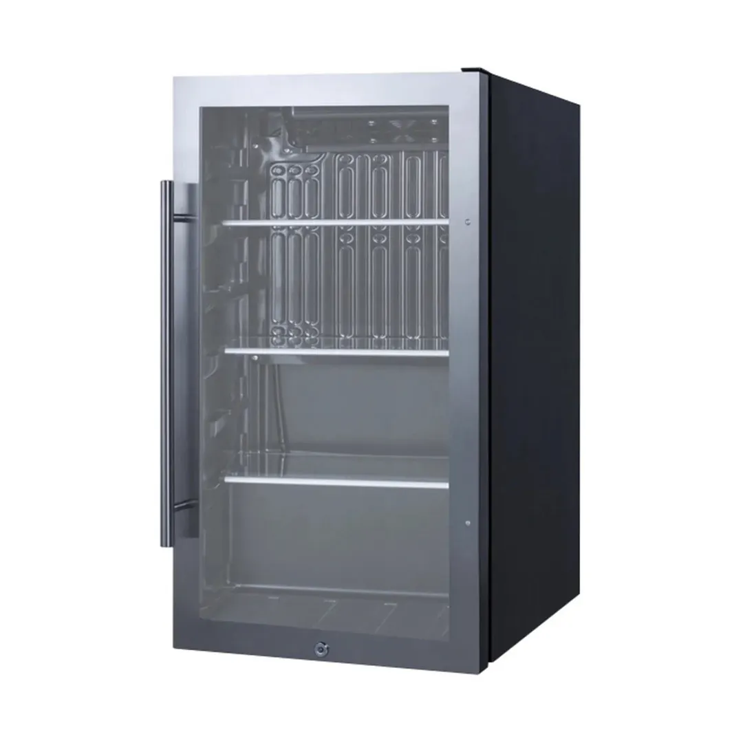 Summit SPR488BOS 19" Built-in Outdoor Glass Door Refrigerator in Black, 3.13 cu. ft.