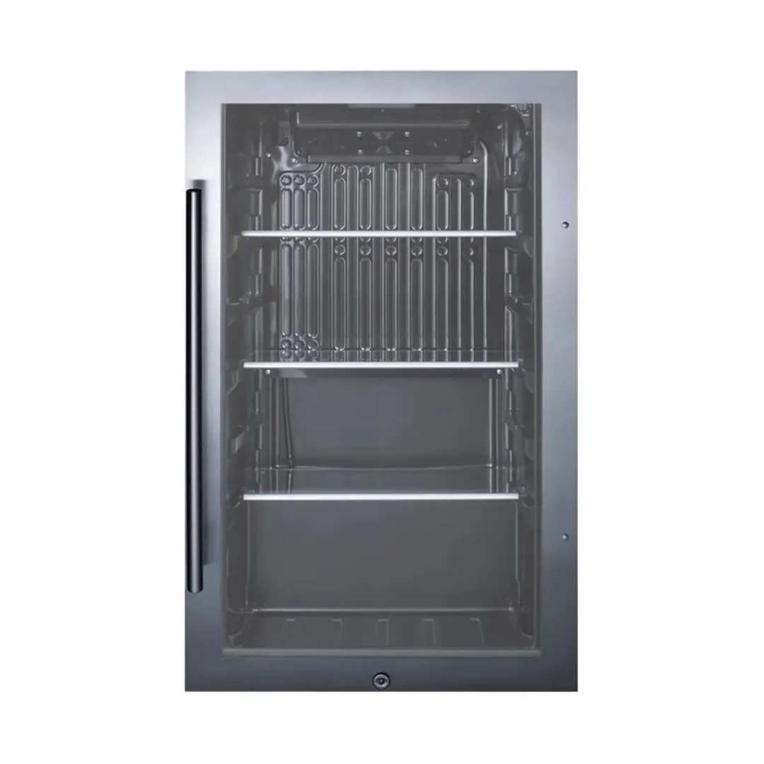 Summit SPR488BOS 19" Built-in Outdoor Glass Door Refrigerator in Black, 3.13 cu. ft.
