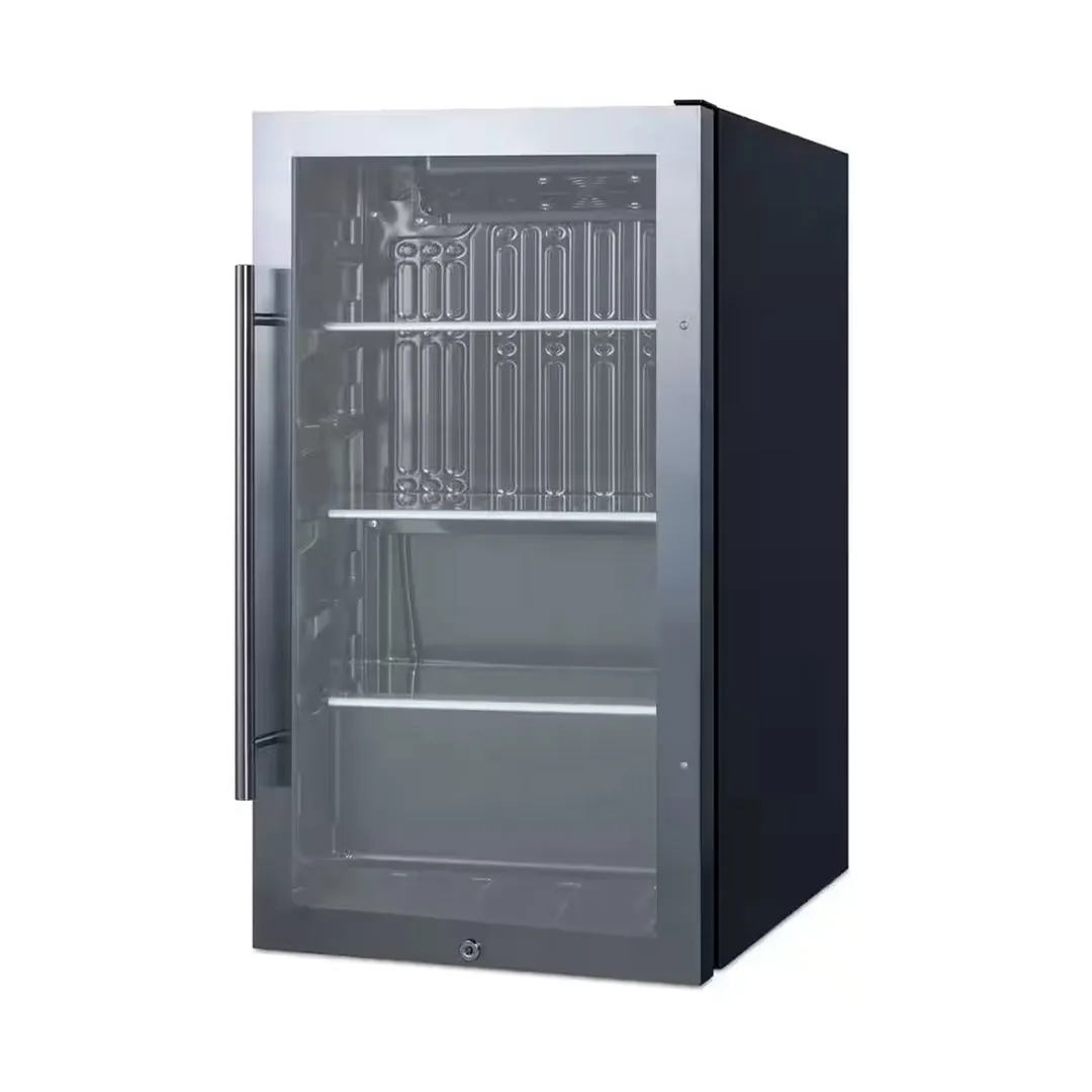 Summit SPR488BOSADA 19" Built-in Outdoor Glass Door Refrigerator in Black, ADA Compliant, 3.13 cu. ft.