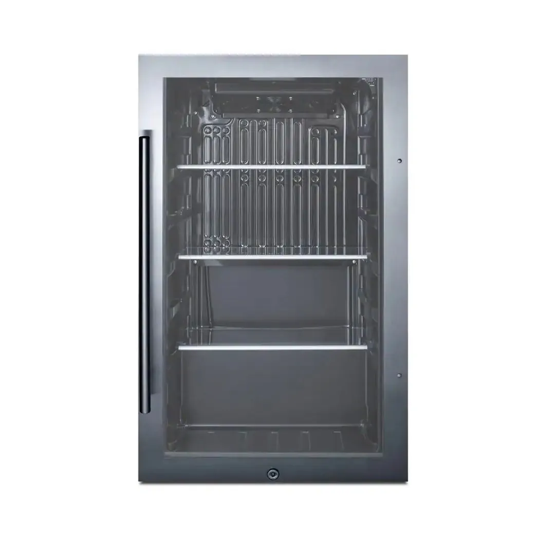 Summit SPR488BOSADA 19" Built-in Outdoor Glass Door Refrigerator in Black, ADA Compliant, 3.13 cu. ft.