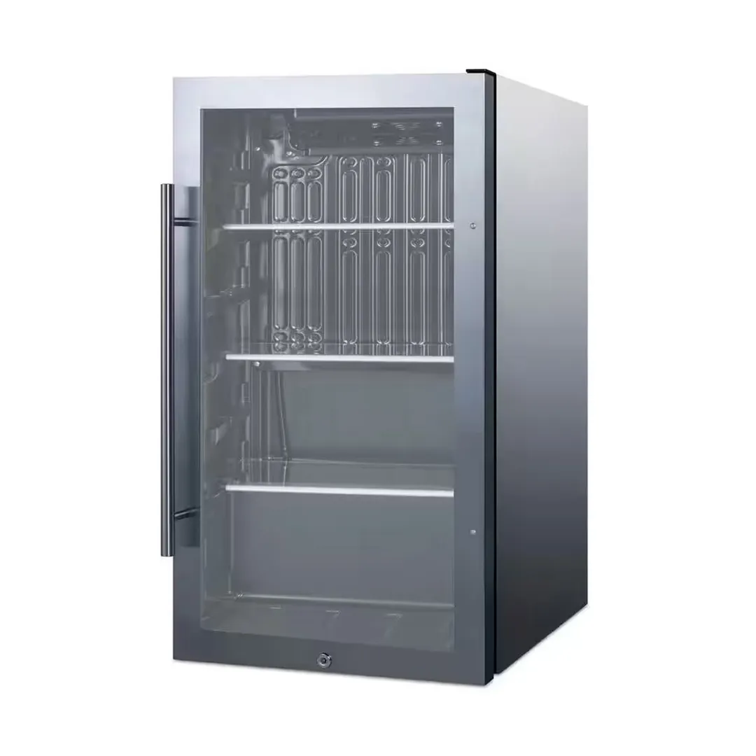 Summit SPR488BOSCSS 19" Built-in Outdoor Glass Door Refrigerator in Stainless Steel, 3.13 cu. ft.
