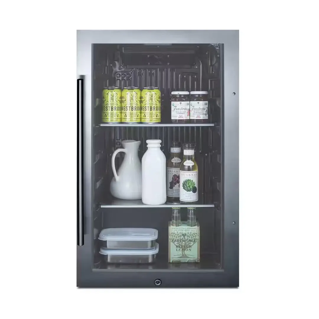 Summit SPR488BOSCSS 19" Built-in Outdoor Glass Door Refrigerator in Stainless Steel, 3.13 cu. ft.
