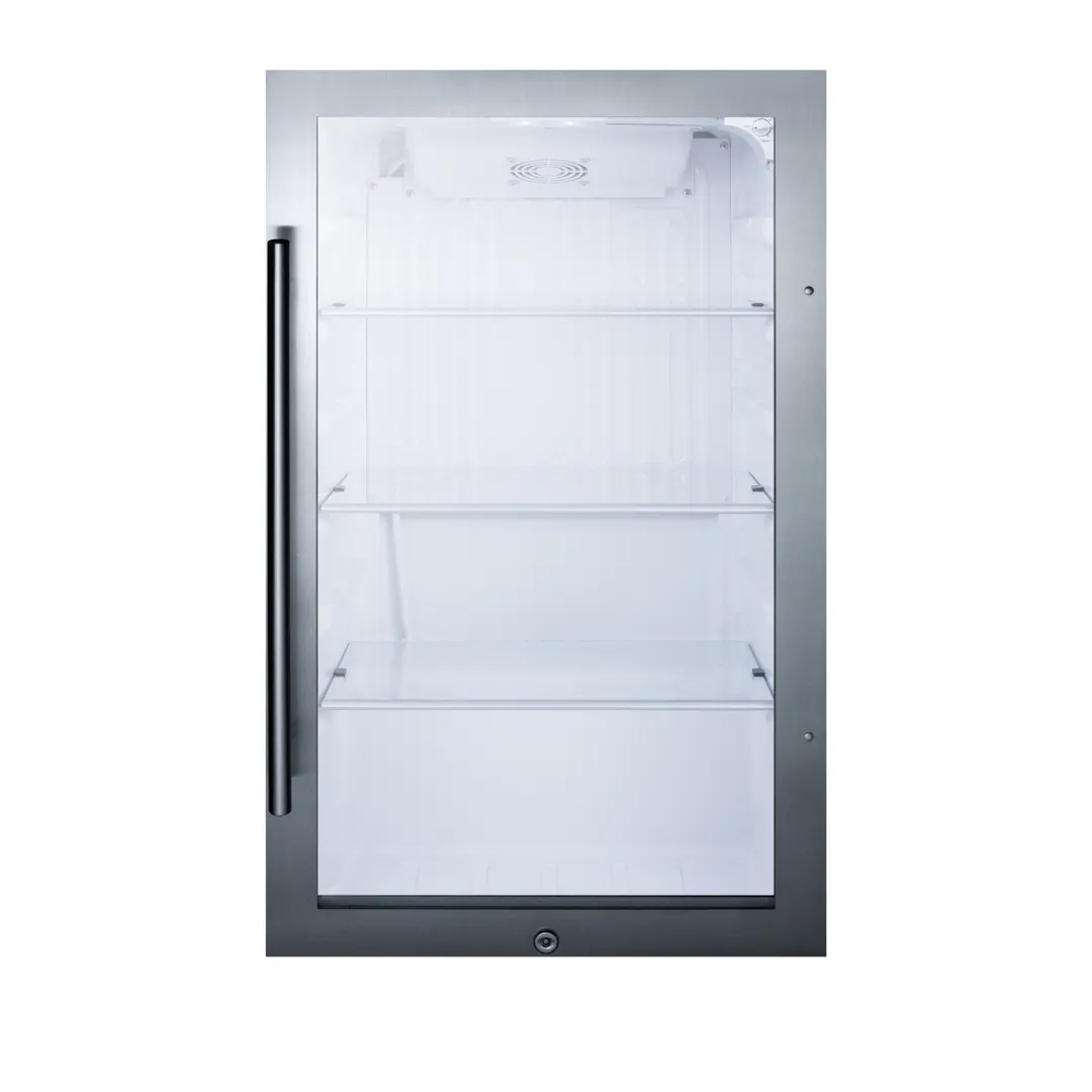 Summit SPR489OS 19" Glass Door Outdoor Refrigerator in Black, White Interior, 3.13 cu.ft