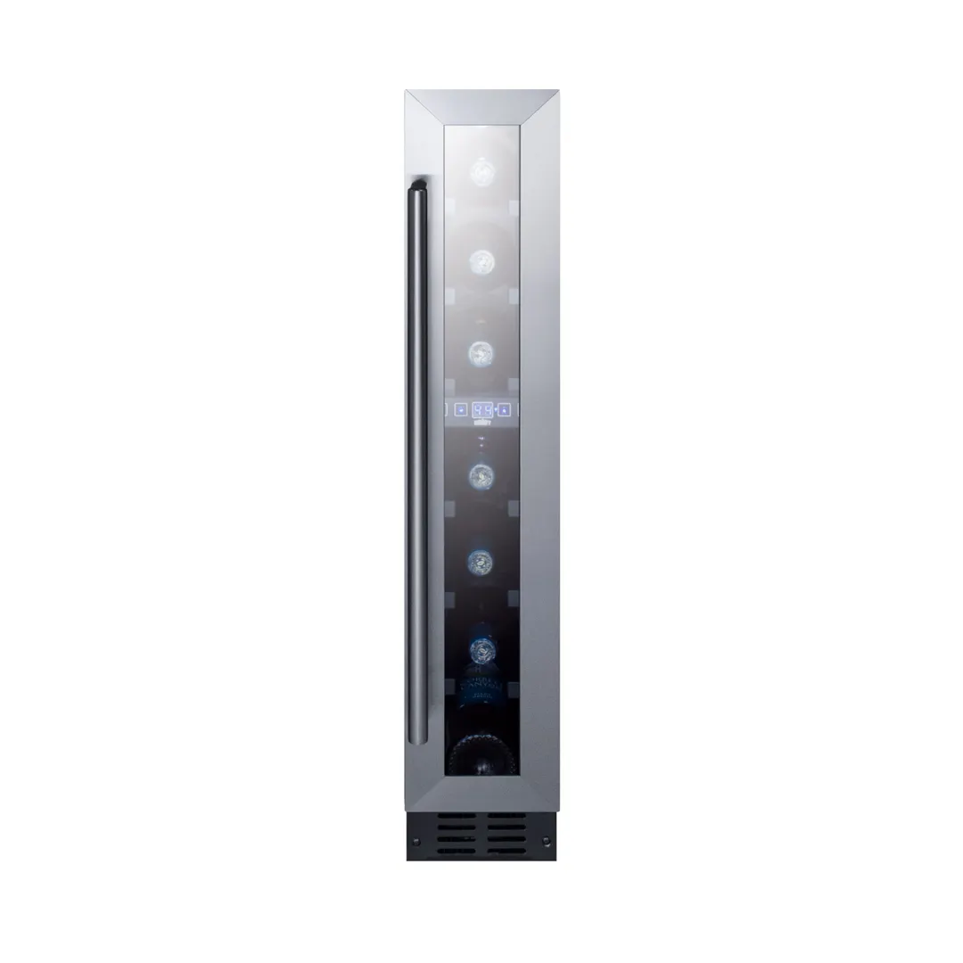 Summit SWC007 6" Glass Door Wine Refrigerator, Single Temperature, 7 Bottles
