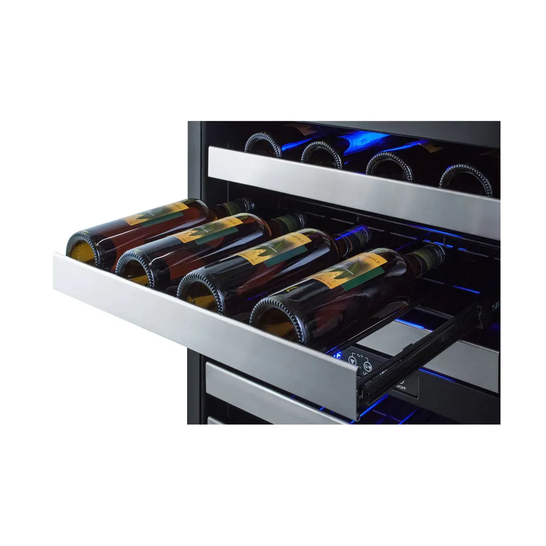 Summit SWCDAR24 24" Glass Door Wine Cooler/Drawer Refrigerator Combo, Dual Temperature, 46 Bottles