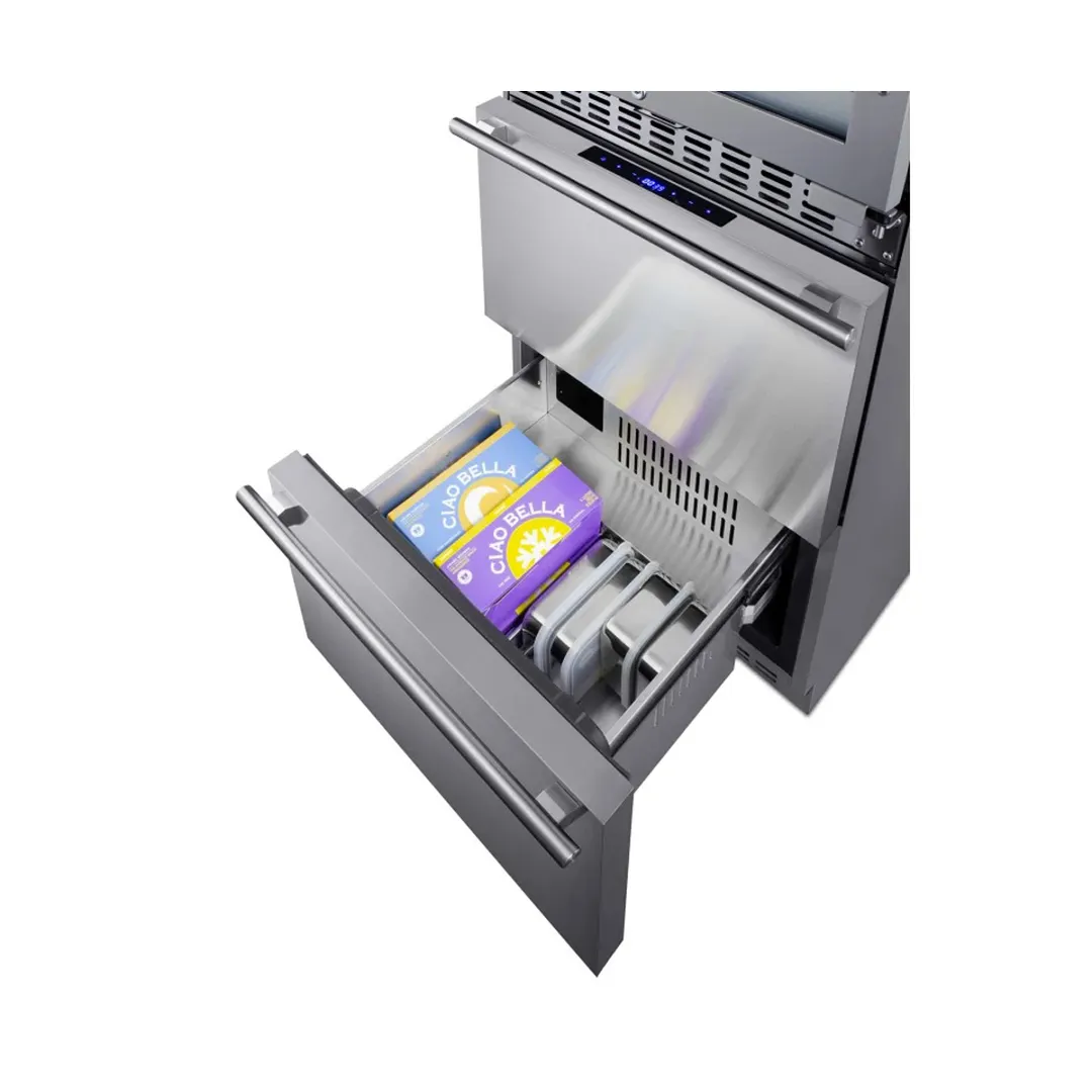 Summit SWCDRF24 24" Glass Door Wine Cooler/Refrigerator-Freezer Combo, Dual Temperature, 46 Bottles