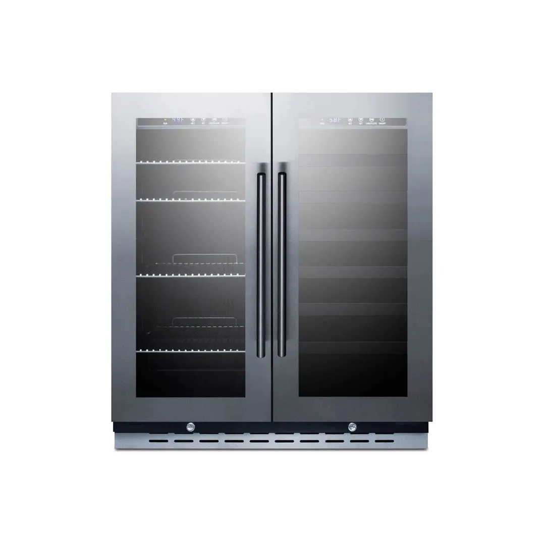 Summit SWBV3067B 30" Glass Door Wine Refrigerator, Dual Temperature, 33 Bottles