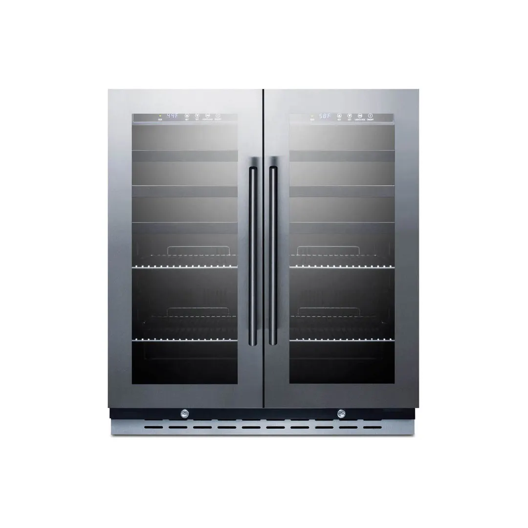 Summit SWBV3067B 30" Glass Door Wine Refrigerator, Dual Temperature, 33 Bottles