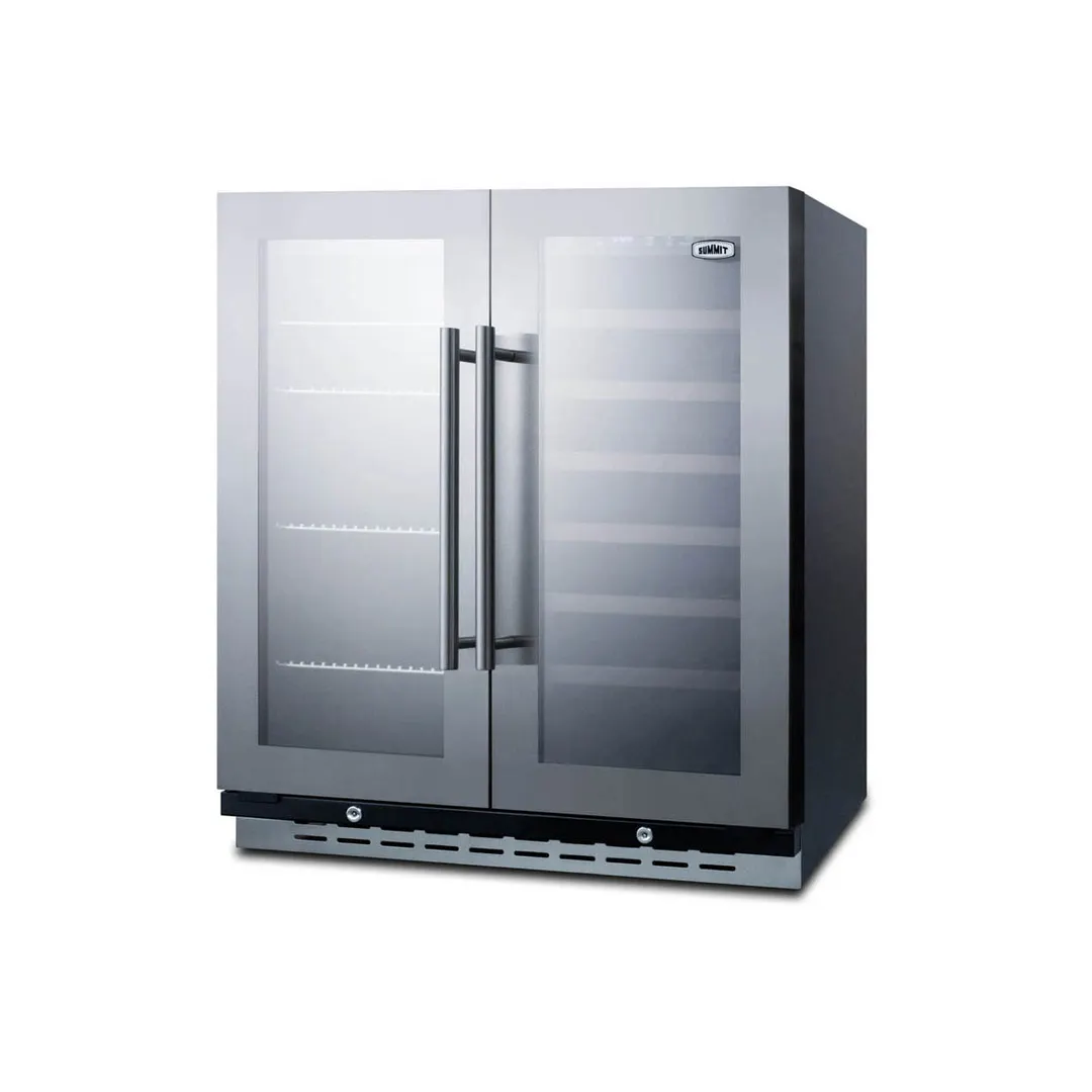 Summit SWBV3067B 30" Glass Door Wine Refrigerator, Dual Temperature, 33 Bottles