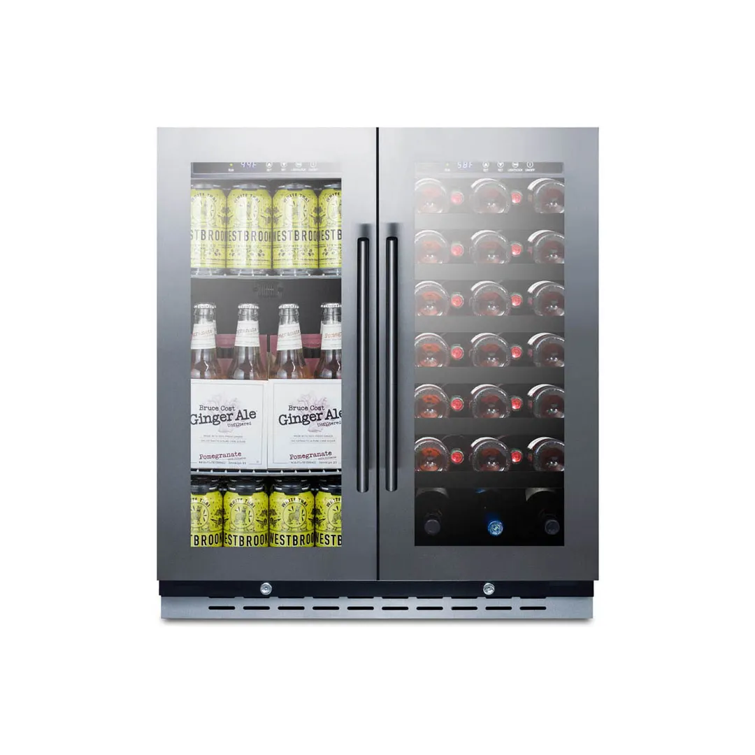 Summit SWBV3067B 30" Glass Door Wine Refrigerator, Dual Temperature, 33 Bottles