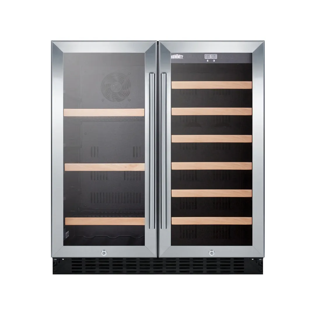 Summit SWBV3071 30" Glass Door Wine Refrigerator, Dual Temperature, 33 Bottles