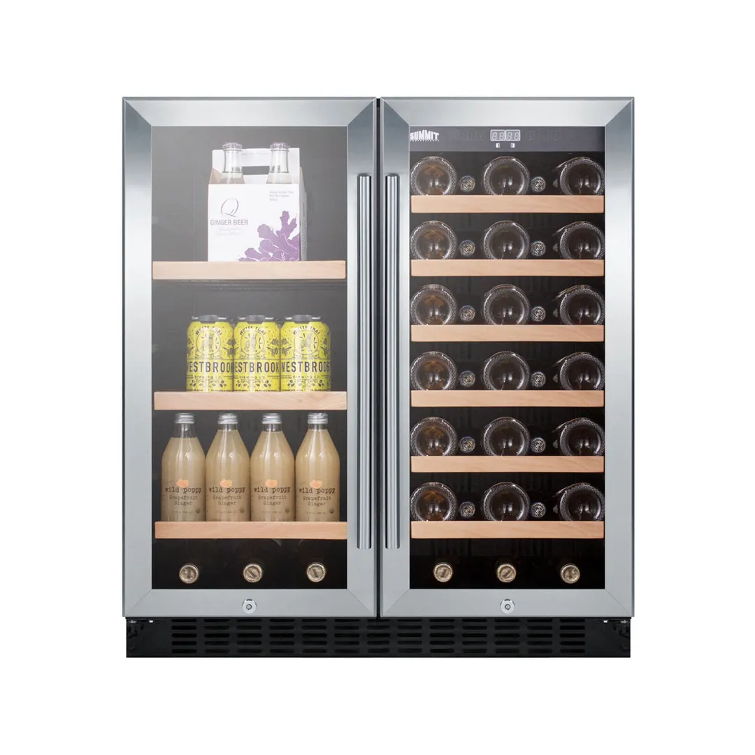 Summit SWBV3071 30" Glass Door Wine Refrigerator, Dual Temperature, 33 Bottles