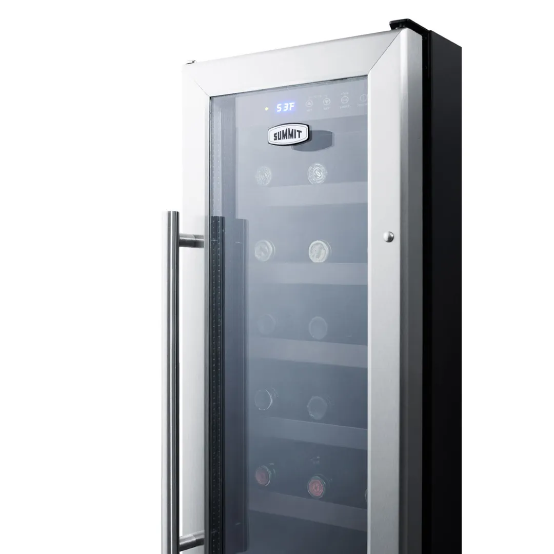 Summit SWC1224B 12" Glass Door Wine Refrigerator, Single Temperature, 21 Bottles