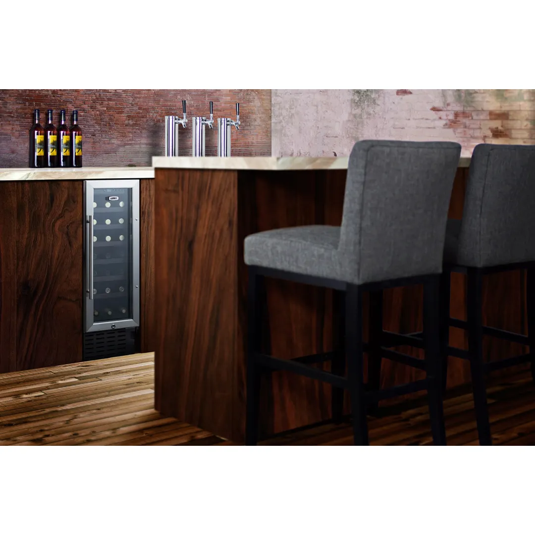 Summit SWC1224B 12" Glass Door Wine Refrigerator, Single Temperature, 21 Bottles