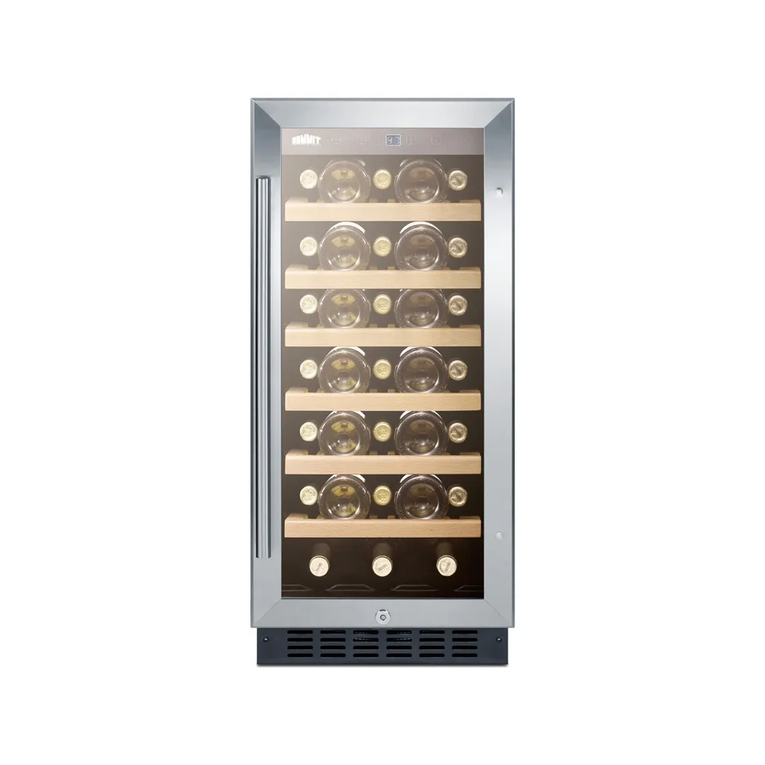 Summit SWC1535B 15" Glass Door Wine Refrigerator, Single Temperature, 33 Bottles