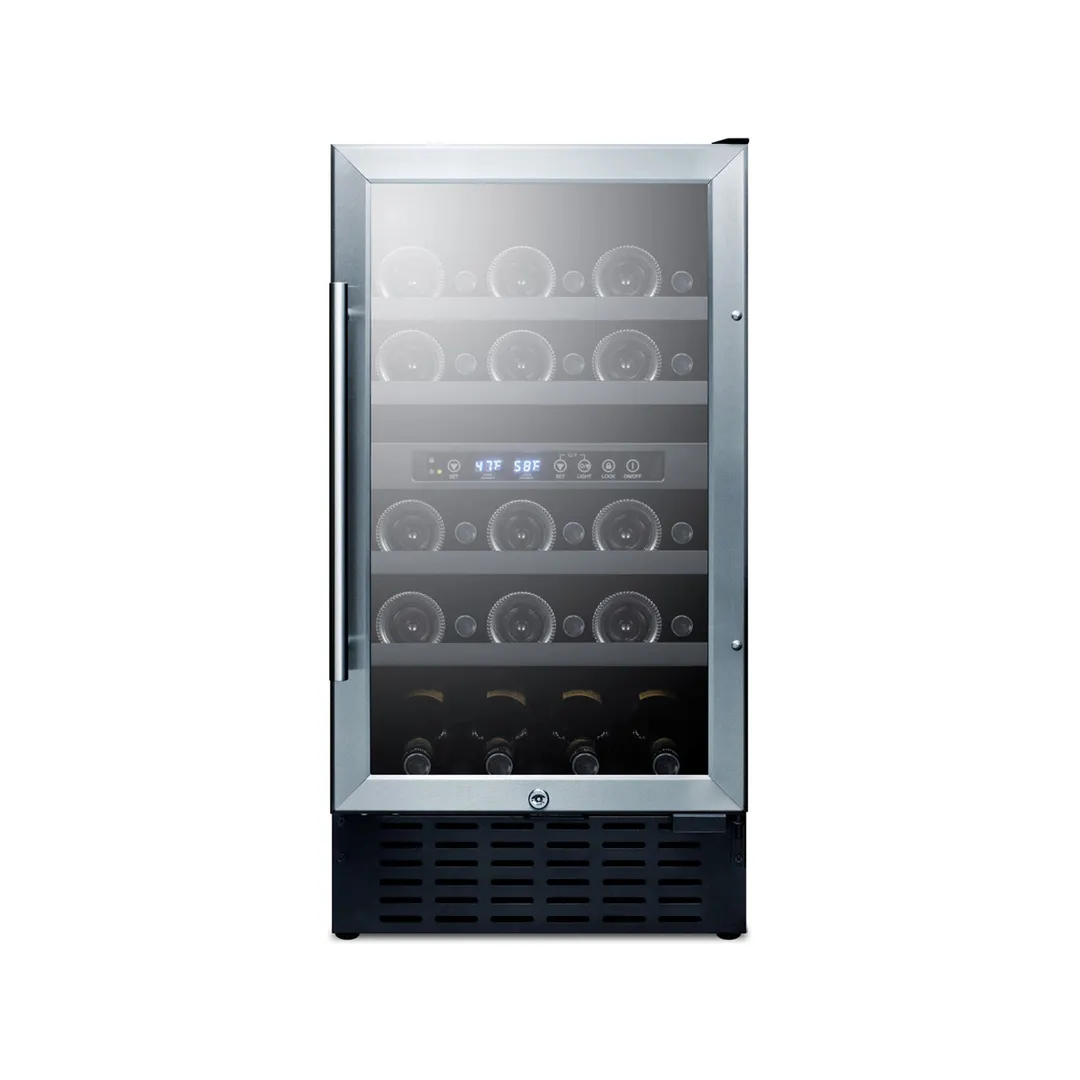 Summit SWC182Z 18" Glass Door Wine Refrigerator, Dual Temperature, 28 Bottles