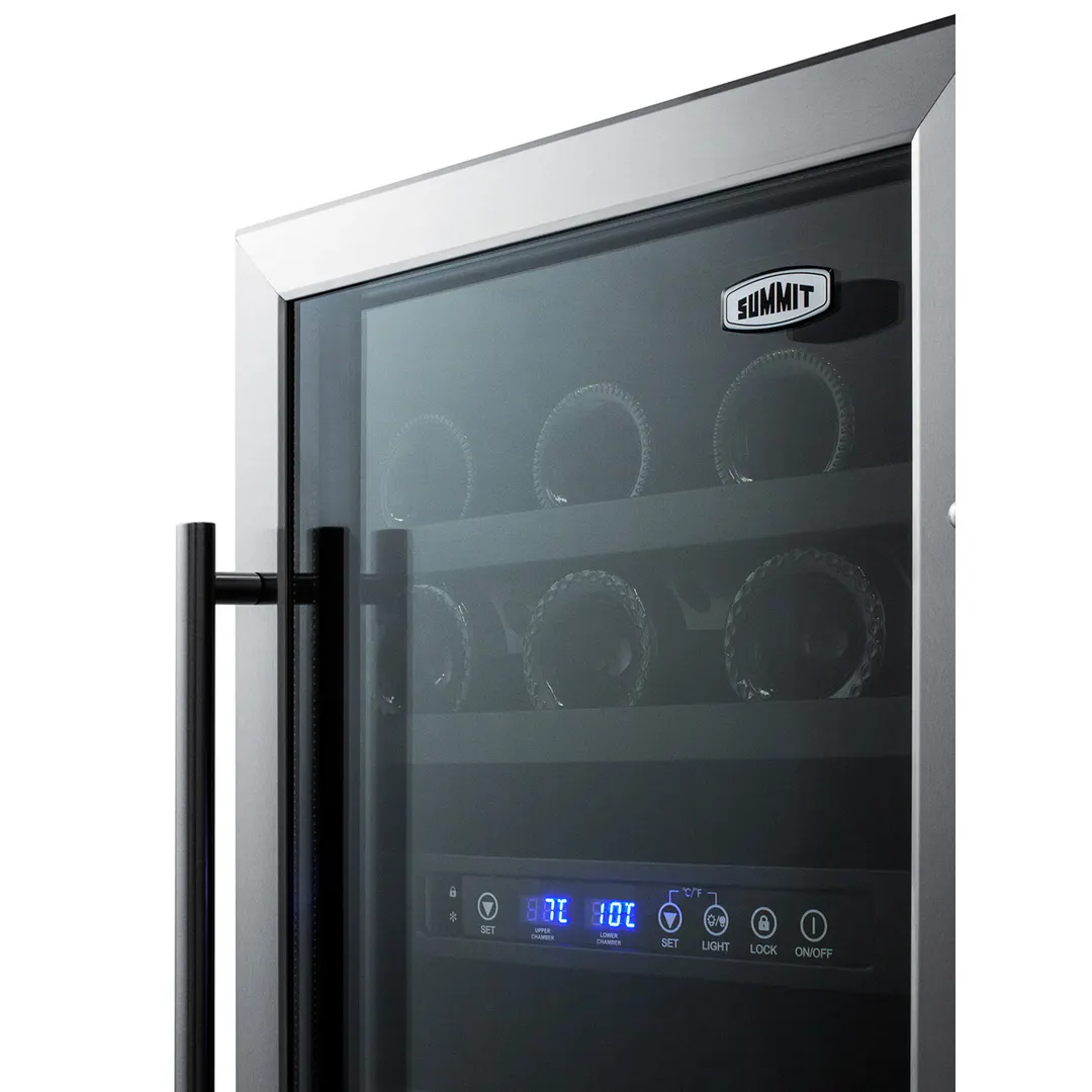 Summit SWC182Z 18" Glass Door Wine Refrigerator, Dual Temperature, 28 Bottles