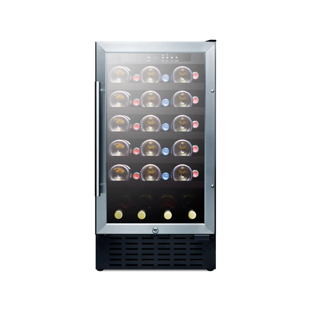 Summit SWC1840BCSSADA 18" Glass Door Wine Refrigerator, Single Temperature, 34 Bottles