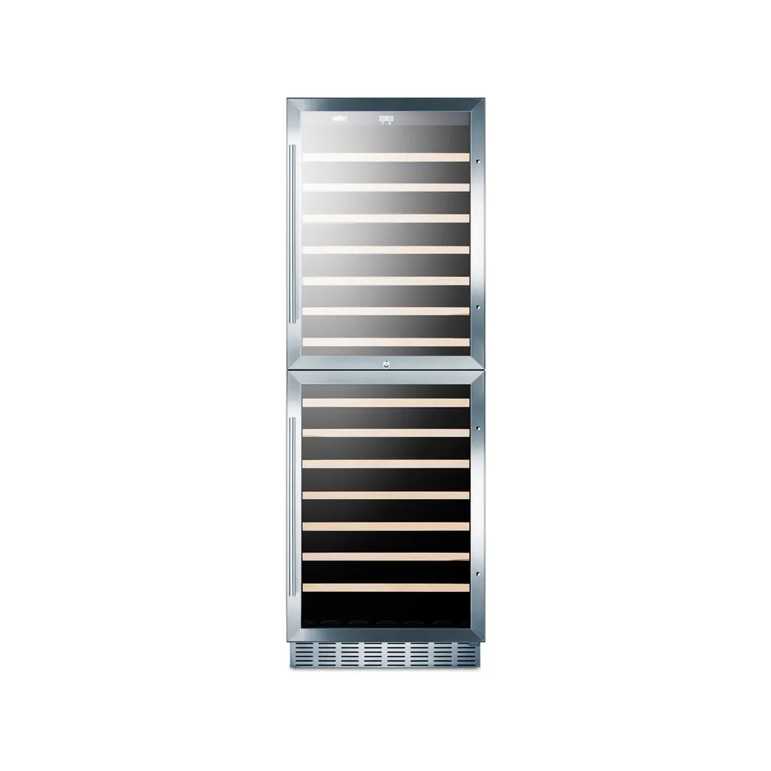 Summit SWC1875BCSS 24" Glass Door Wine Refrigerator, Dual Temperature, 118 Bottles