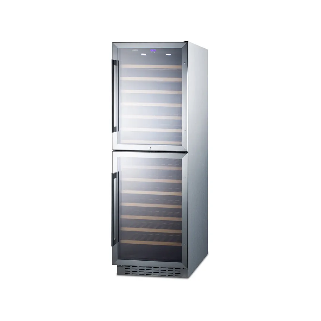 Summit SWC1875BCSS 24" Glass Door Wine Refrigerator, Dual Temperature, 118 Bottles