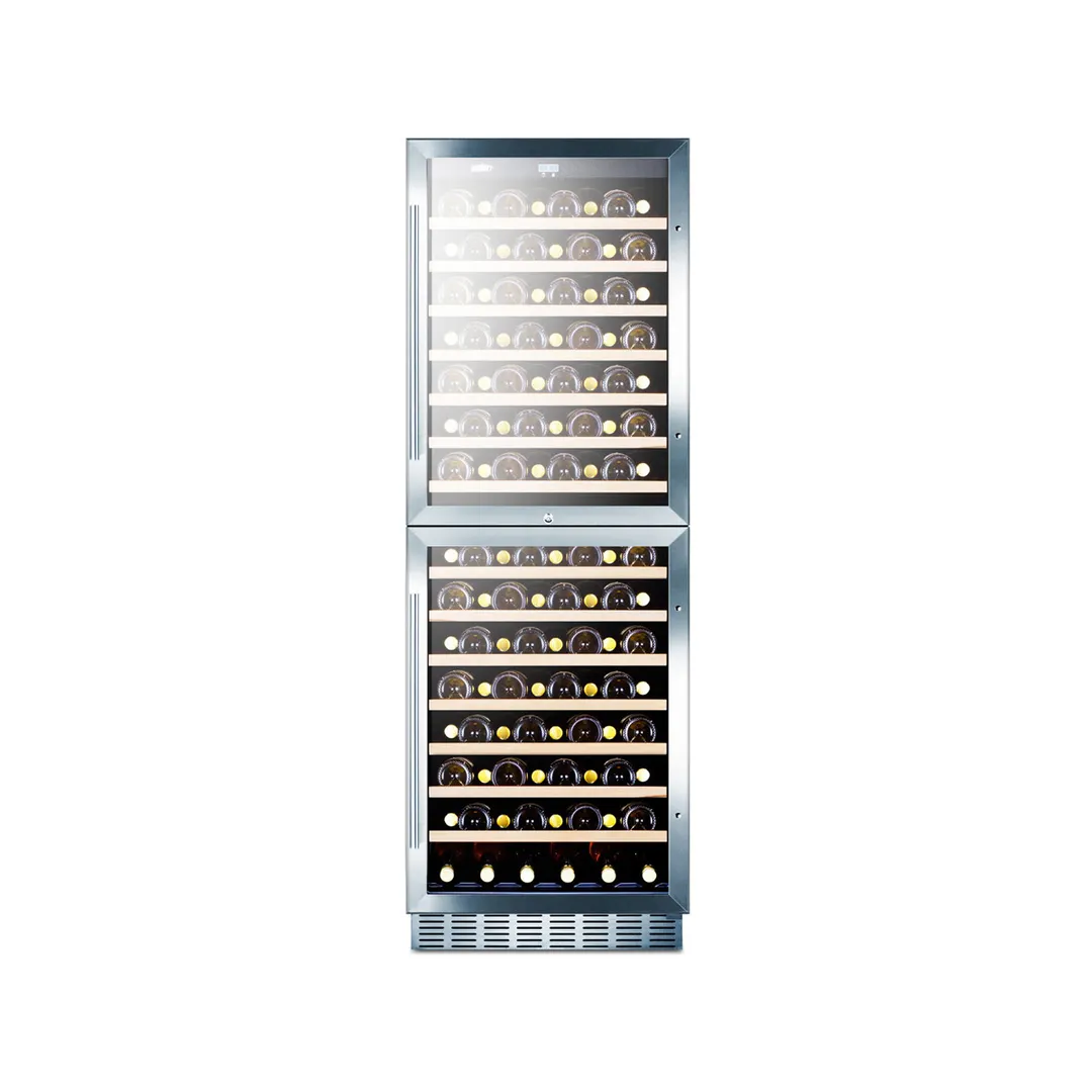 Summit SWC1875BCSS 24" Glass Door Wine Refrigerator, Dual Temperature, 118 Bottles