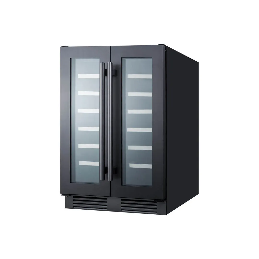 Summit SWC24GKS 23" Glass Door Wine Refrigerator, Dual Temperature, 42 Bottles