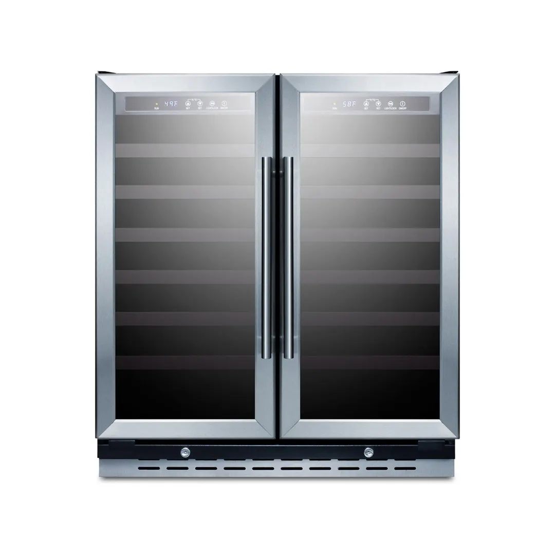 Summit SWC3066B 30" Glass Door Wine Refrigerator, Dual Temperature, 66 Bottles