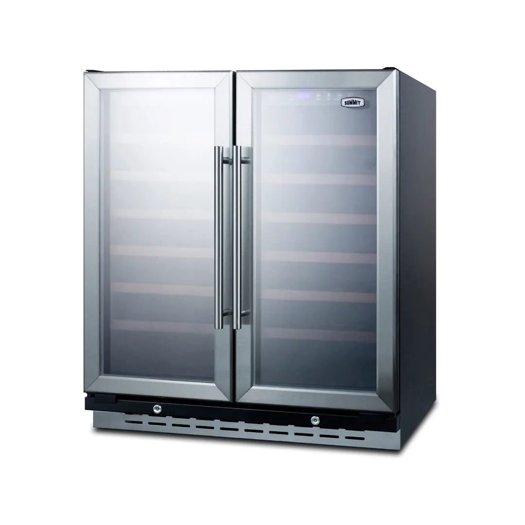 Summit SWC3066B 30" Glass Door Wine Refrigerator, Dual Temperature, 66 Bottles