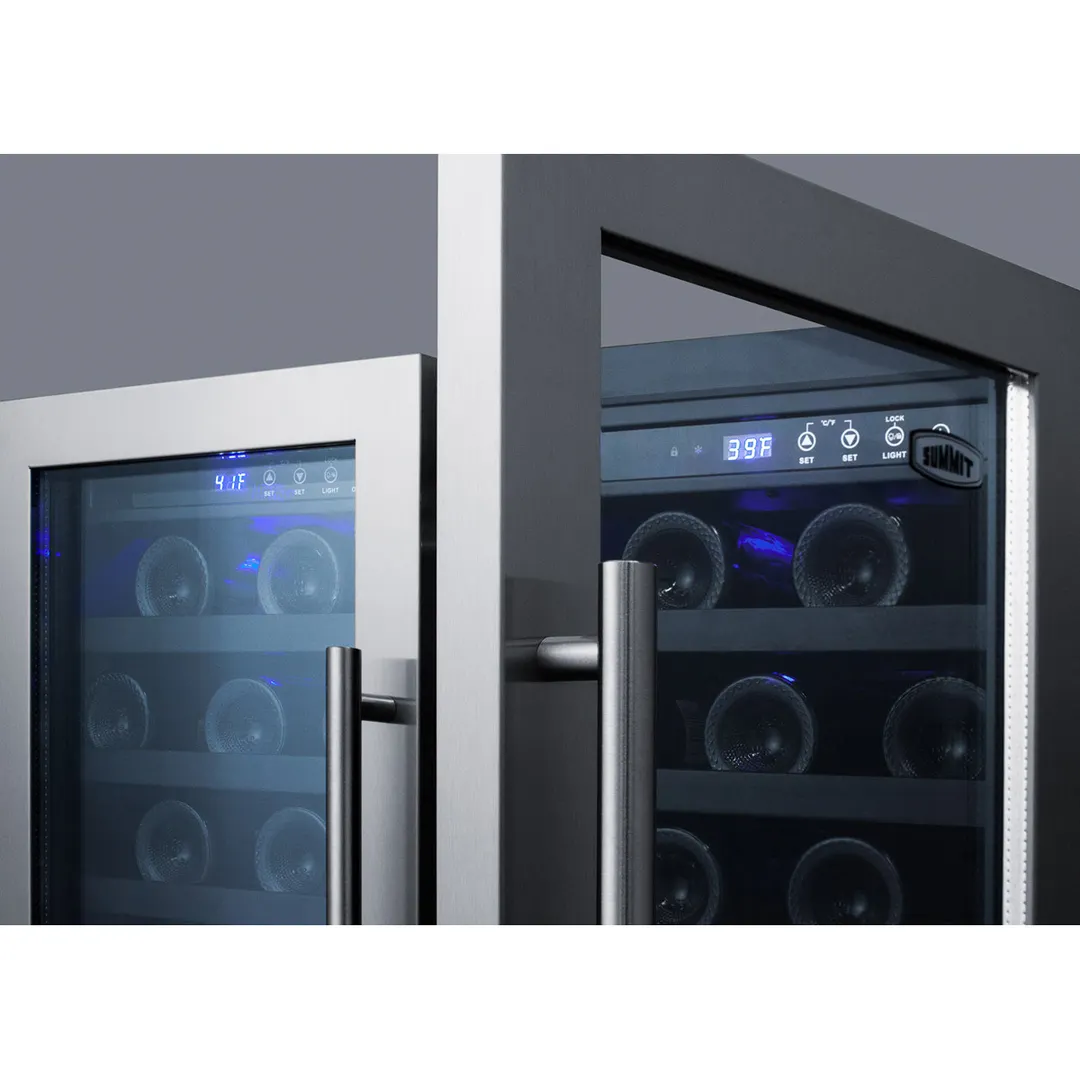 Summit SWC3066B 30" Glass Door Wine Refrigerator, Dual Temperature, 66 Bottles
