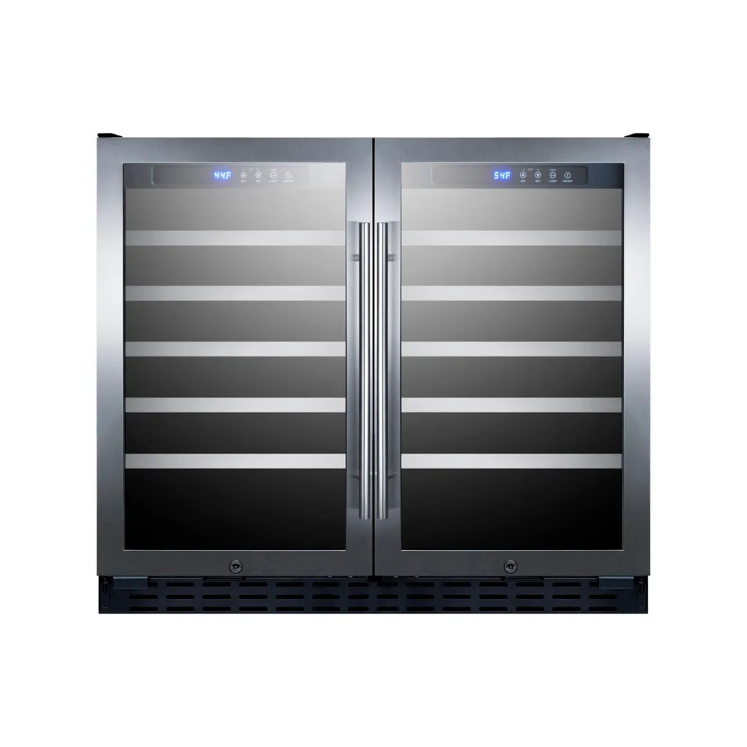 Summit SWC3668 35" Glass Door Wine Refrigerator, Dual Temperature, 68 Bottles