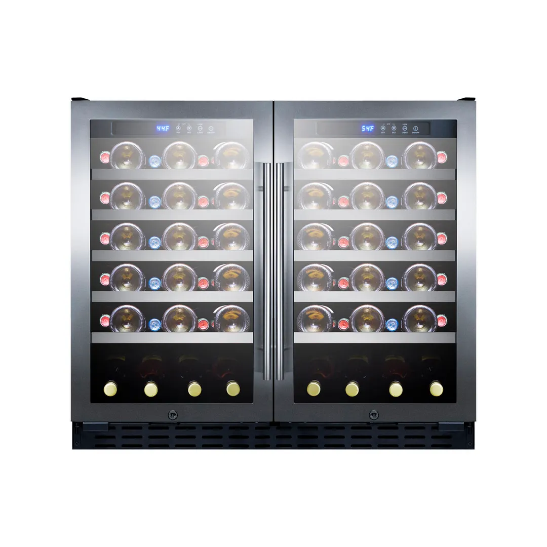 Summit SWC3668ADA 35" Glass Door Wine Refrigerator, Dual Temperature, 68 Bottles