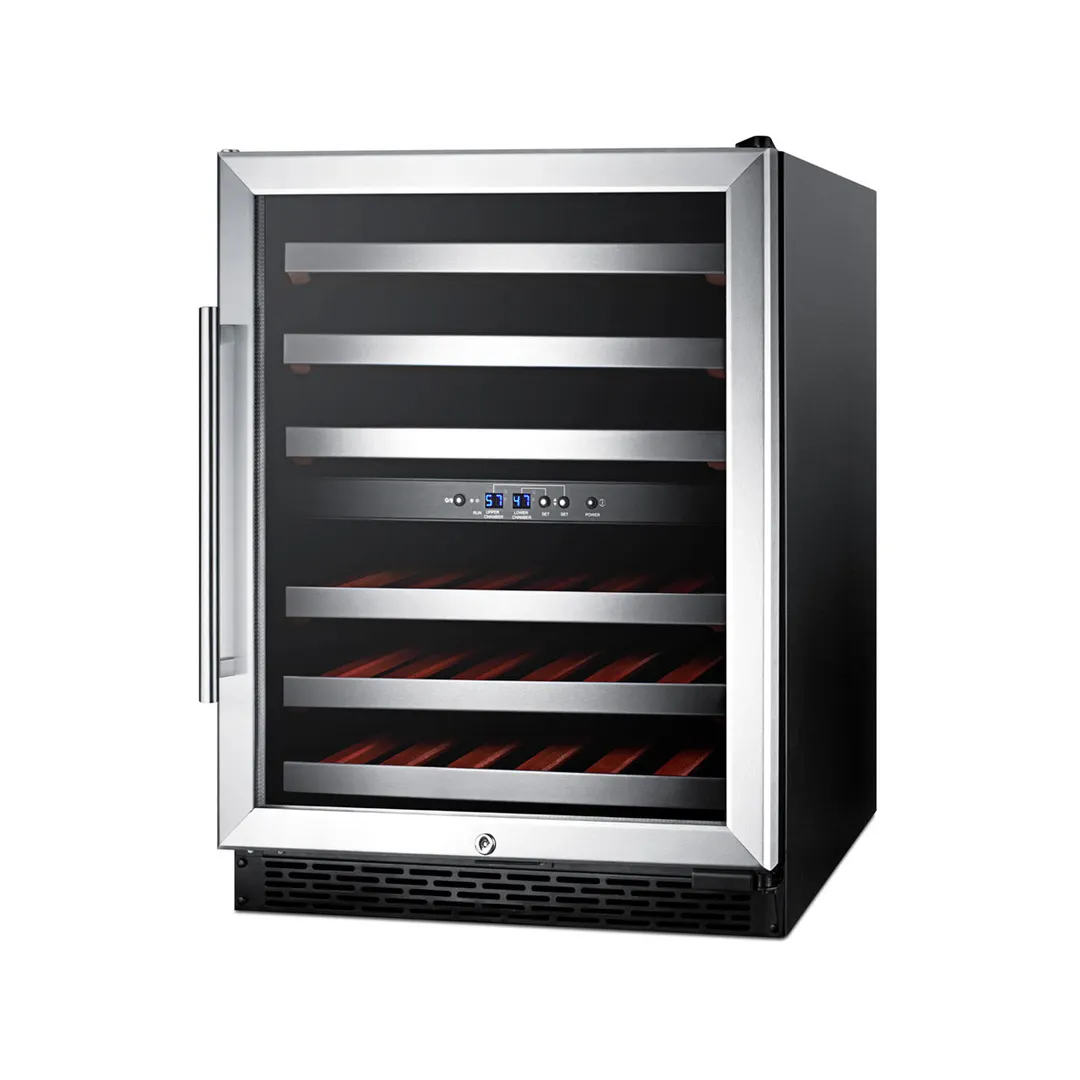 Summit SWC530BLBISTADA 24" Glass Door Wine Refrigerator, Dual Temperature, 36 Bottles