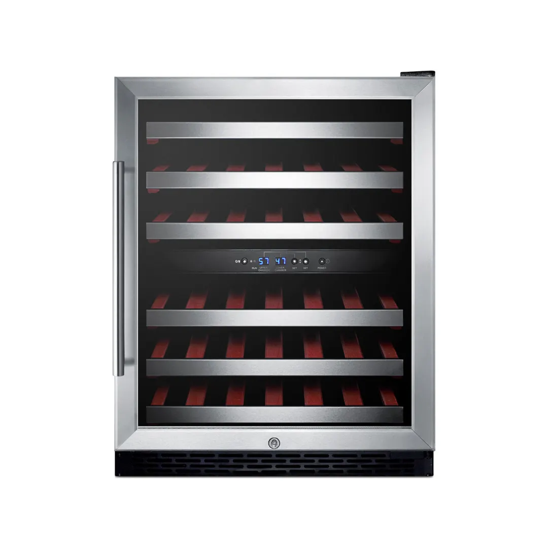 Summit SWC530BLBISTADA 24" Glass Door Wine Refrigerator, Dual Temperature, 36 Bottles