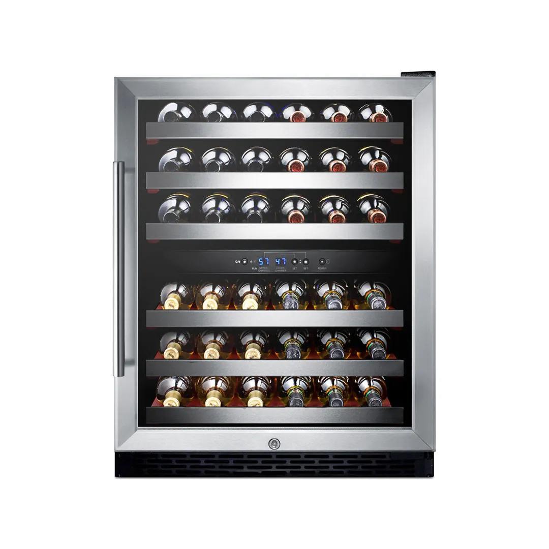 Summit SWC530BLBISTADA 24" Glass Door Wine Refrigerator, Dual Temperature, 36 Bottles