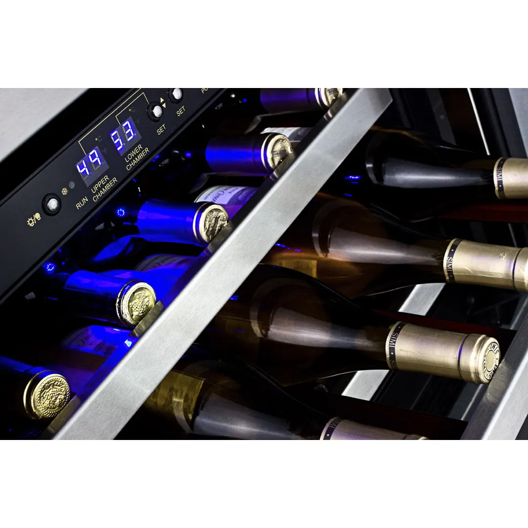 Summit SWC530BLBISTADA 24" Glass Door Wine Refrigerator, Dual Temperature, 36 Bottles