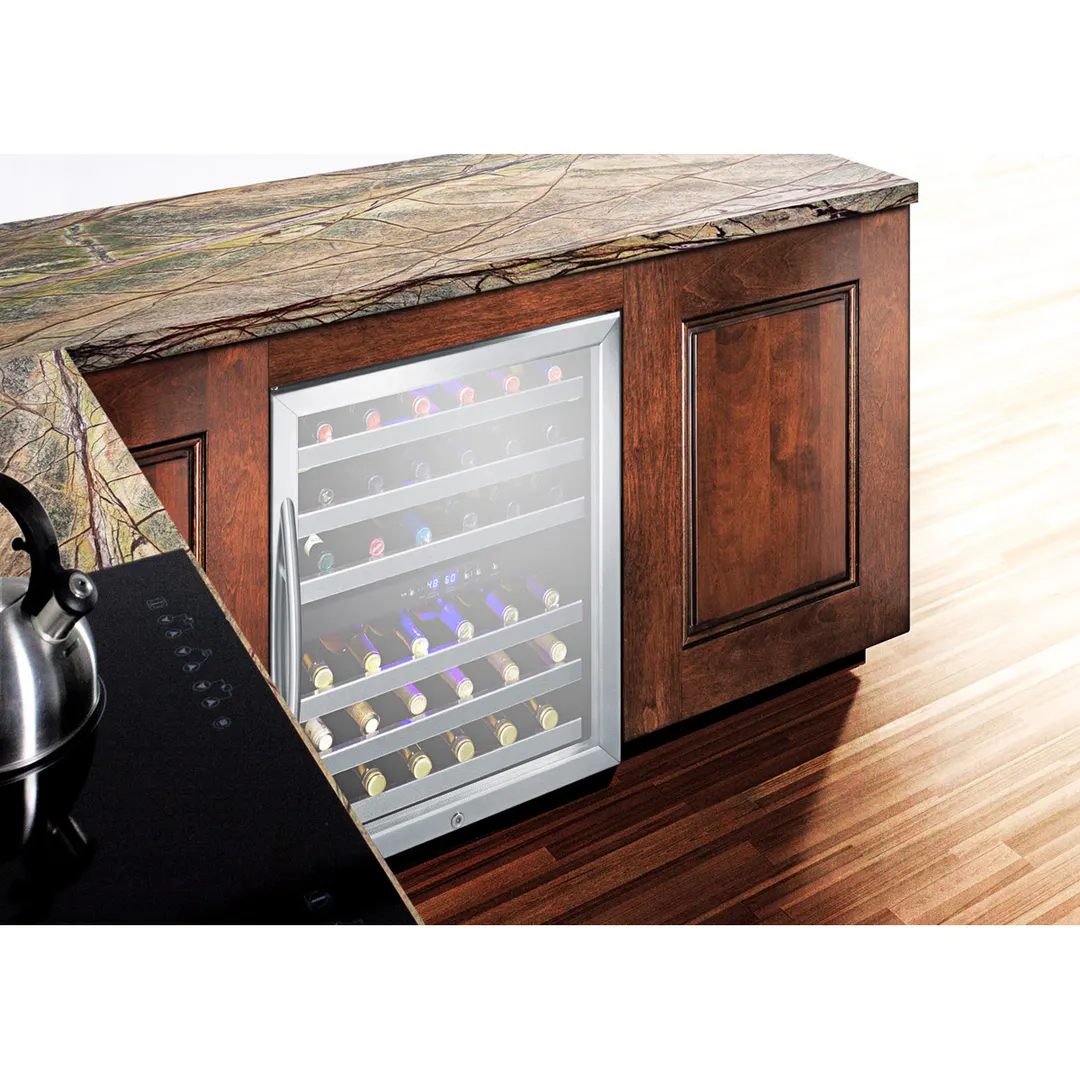 Summit SWC530BLBISTADA 24" Glass Door Wine Refrigerator, Dual Temperature, 36 Bottles