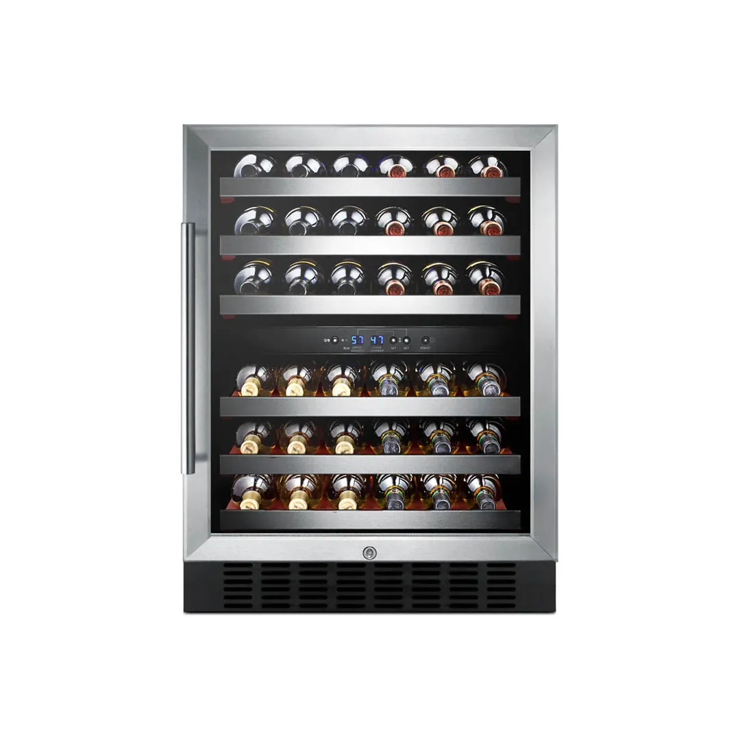 Summit SWC530BLBISTCSS 24" Glass Door Wine Refrigerator, Dual Temperature, 36 Bottles