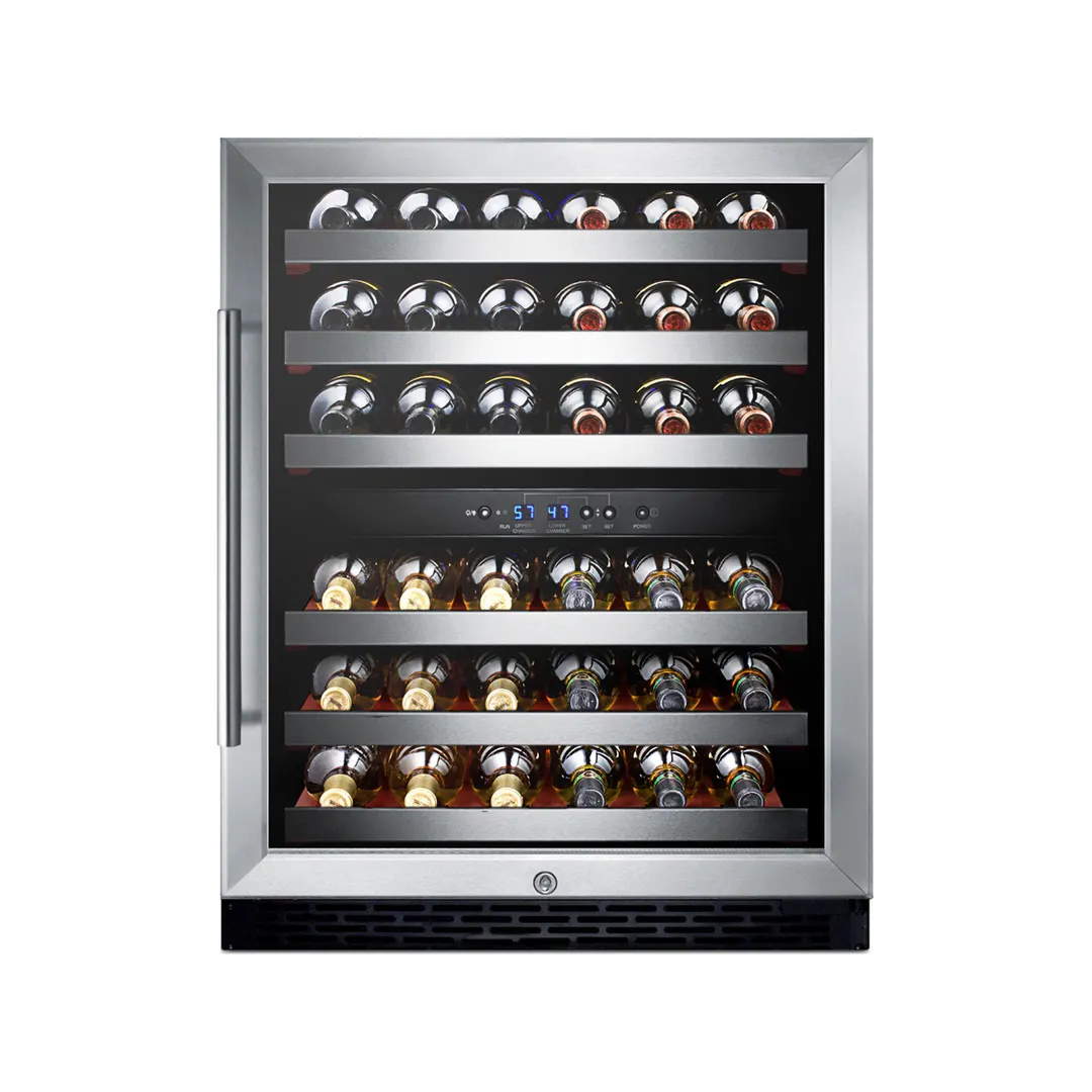 Summit SWC530BLBISTCSSADA 24" Glass Door Wine Refrigerator, Dual Temperature, 36 Bottles