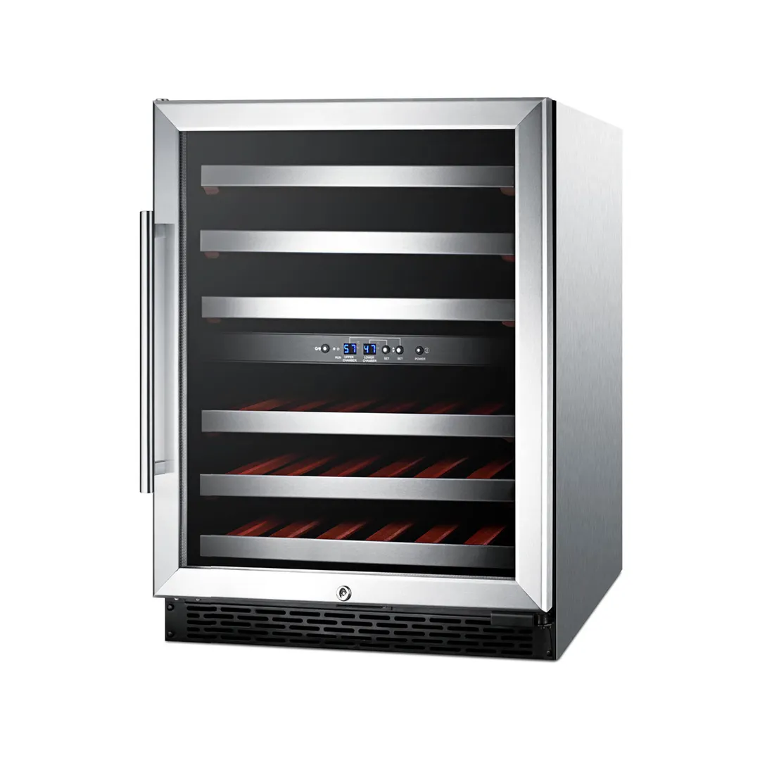 Summit SWC530BLBISTCSSADA 24" Glass Door Wine Refrigerator, Dual Temperature, 36 Bottles