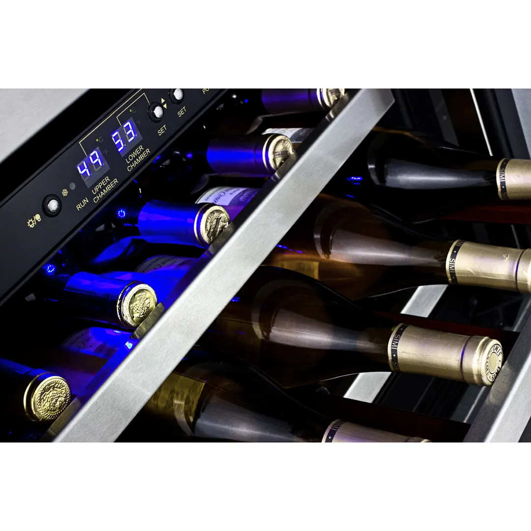 Summit SWC530BLBISTCSSADA 24" Glass Door Wine Refrigerator, Dual Temperature, 36 Bottles