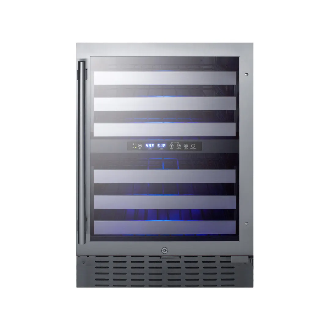 Summit SWC532BLBIST 24" Glass Door Wine Refrigerator, Dual Temperature, 46 Bottles
